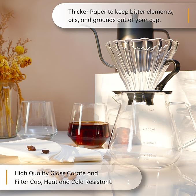 SuperCook Coffee Pour Over Kit Hand Drip with Kettle Electric Grinder Camping Travel Coffee Kit Ideal for Anniversary Birthday Gift