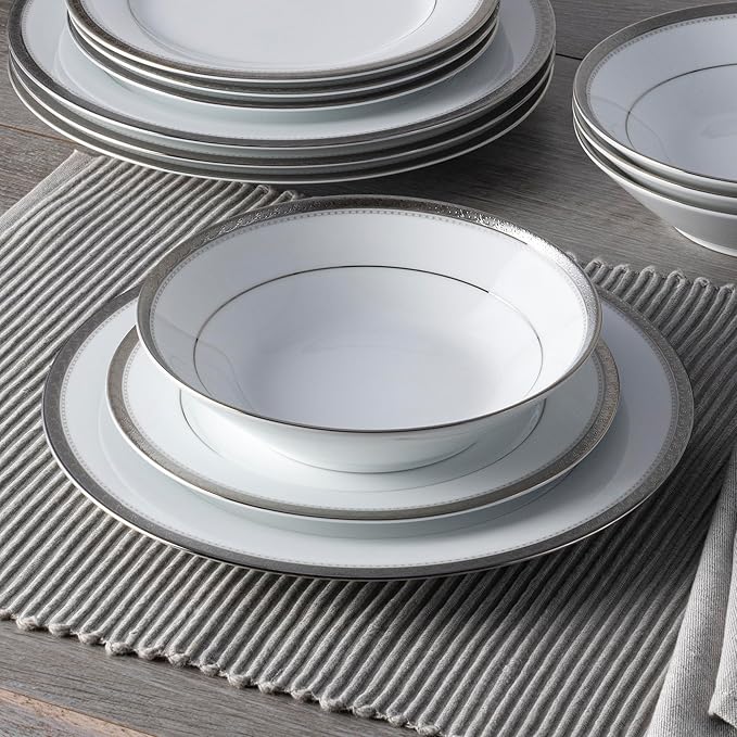 Noritake Charlotta Platinum 12-Piece Dinnerware Set Service for 4