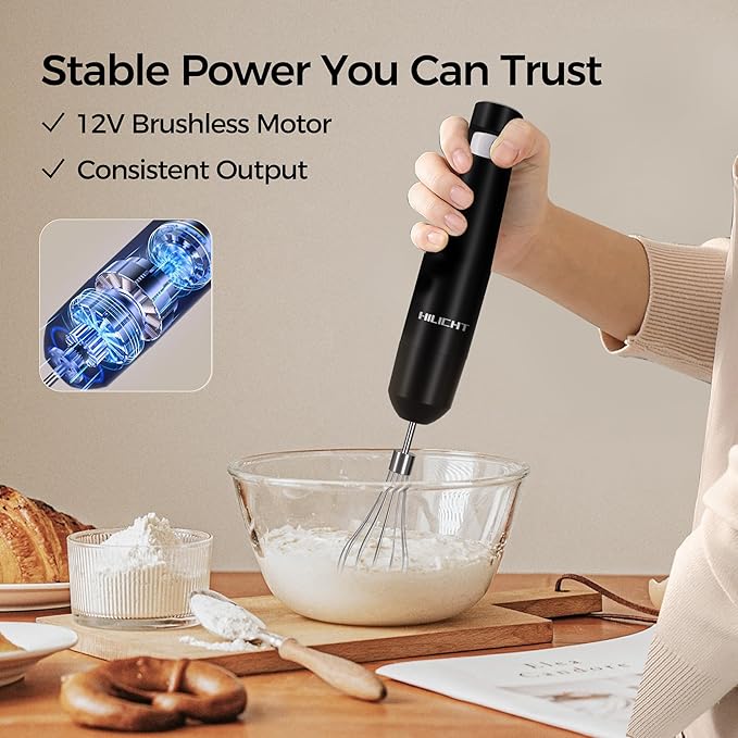Cordless Hand Blender12V Rechargeable Immersion Blender with 60+ Bowl Battery Life4-Point Stainless Steel BladeVariable Speed &amp Egg Whisk - for SoupsSmoothies Baby Food
