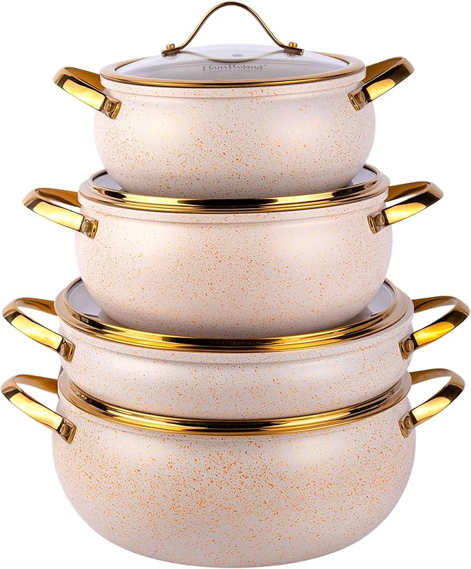9 Pcs Alum Cookware Set Dishwasher Safe Pots with Lids Aluminum Nonstick Cookware Set