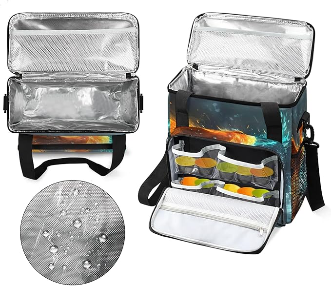 Phoenix Bird Travel Coffee Maker Carrying Bag Large Organizer Storage Tote Bag Insulated Reusable Cooler Grocery Bags