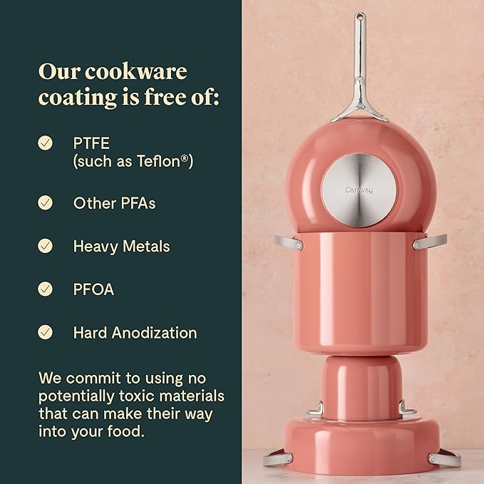Caraway Petite Cooker - 2 Qt Ceramic Coated Pot - Free From Forever Chemicals - Perfect for Rice Grains or Sauces - Perracotta