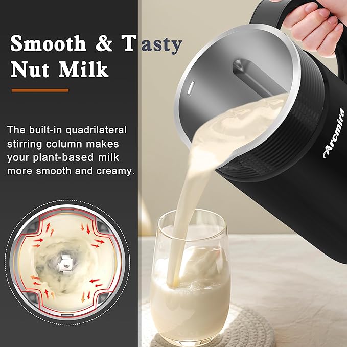 𝟲 𝗶𝗻 𝟭 Nut Milk Maker Machine 20 oz(600ml) Homemade Almond Soy Oat Plant-Based and Non-Dairy Beverages Almond Miilk Makerr Delay Start/Boil Water/Keep Warm Soy Milk Machine Nut Milk Bag