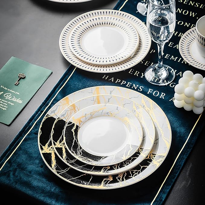 24-piece dinnerware sets dish set for 6 dinner plate set kitchen dish set with dinner plates and cup daily use lightweight for housewarming party plates and cups set