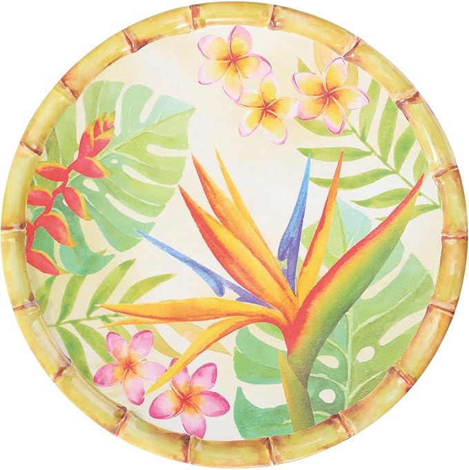 UPware 12 Piece Bird of Paradise Melamine Dinnerware Sets Outdoor Dishes Set Plates and Bowls Sets Service for 4 Multicolor