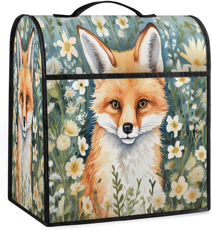 cfpolar Kitchen Aid Mixer Cover Compatible with 6-8 Quarts Cute Fox Flower Stand Mixer Cover Kitchen Aid Mixers Accessories Appliance Organizer Bag Dust Covers with Zipper Pocket