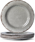 LEHAHA 9 inch Gray Melamine Plate 6 Piece Set Farmhouse Salad/Dessert Plates Break and Stain-resistant Dishes Set Great for Dining Party Ideal for Salad Dessert and Cakes
