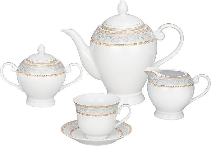 Lorren Home Trends 57-Piece Porcelain Dinnerware Set Giada Service for 8