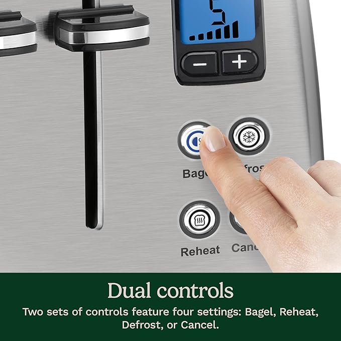 Cuisinart 4 Slice Countdown Motorized Toaster Compact Design with Extra-Wide Slots for Toasting Defrost &amp Reheat Functions CPT-435P1 Stainless Steel