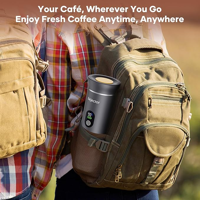 Portable Coffee Maker Espresso Machine Small Electric Battery Operated Coffee Cup Mini Espresso Machines Self-Heating Car Travel Espresso Pod Maker 3-IN-1 Ground Coffee &amp NS Capsule Hiking Campin
