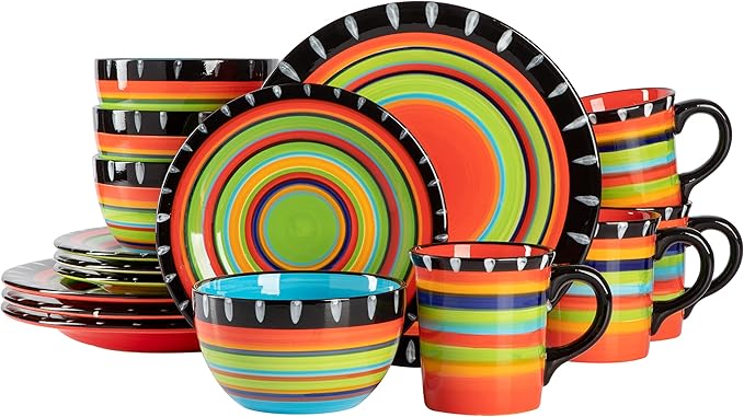 Gibson Elite Feliz Mesa 16-Piece Hand Painted Dinnerware Set Service for 4 (16pc)