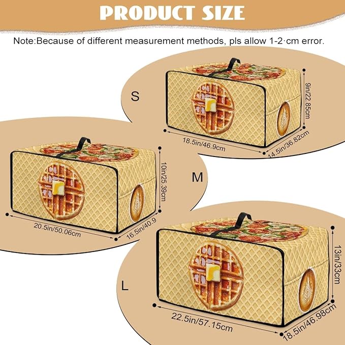 Doojoayie Waffle Toaster Cover 4 Slice Small Appliance Dust Protector Bread Making Machine Cover Compatible with Toaster/Kitchen Appliance 18.5x14.5x 9