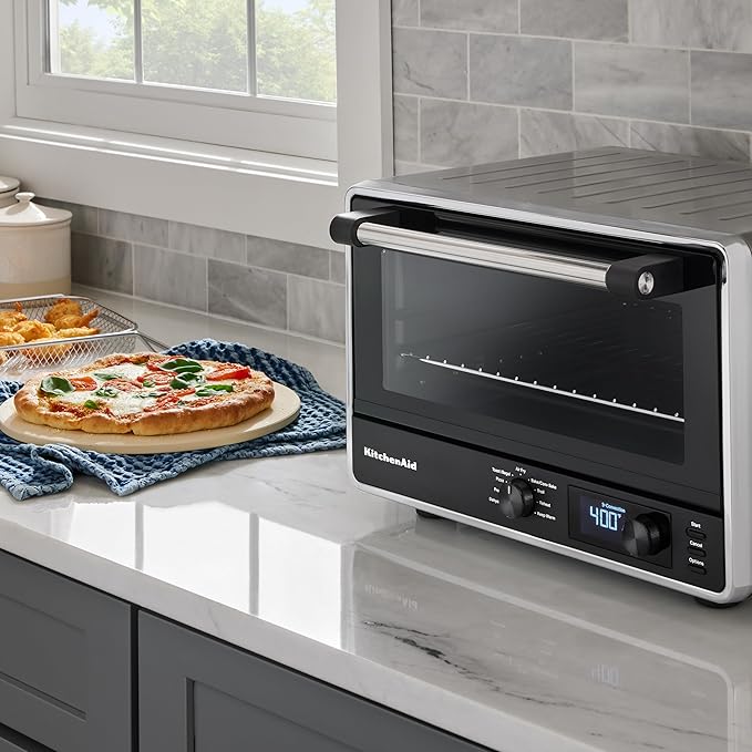 KitchenAid Digital Countertop Oven with Air Fry &amp Pizza Stone KCO128CU Contour Silver
