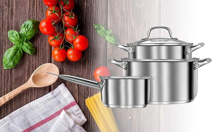 SML-MGK-14 Stainless Steel Cookware Set - Non-Stick Coating - Dishwasher Safe - Suitable for Any Hob - MGK-14