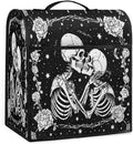 Kitchen Aid Mixer Cover Halloween Flower White Skull Stand Mixer Cover Compatible with 6-8 Quarts Stand Mixers Dust Covers with Zipper Pocket Foldable Washable Kitchen Aid Organizer Bag