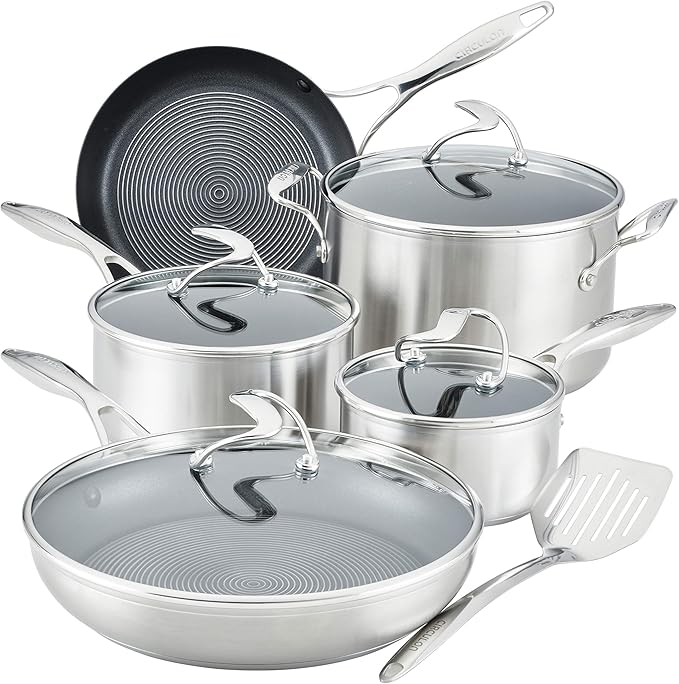 Circulon Stainless Steel Cookware Pots and Pans Set with SteelShield Hybrid Stainless and Nonstick Technology
