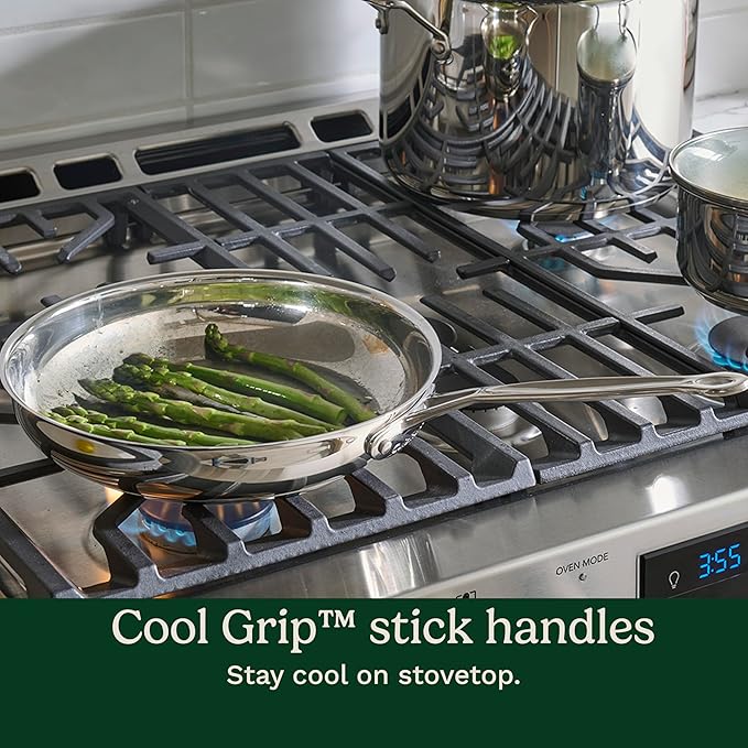 Cuisinart Chef’s Classic 11-Piece Stainless Steel Pots and Pans Set Cookware Set Compatible with Induction Electric Gas Cooktops Aluminum Core for Even Heat Cool Grip Handles Dishwasher Safe