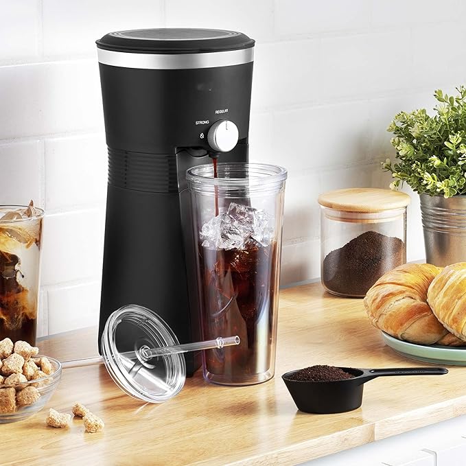 Iced Coffee Maker with 25 fl oz. Reusable Tumbler Black