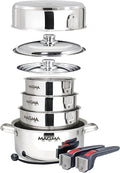 MAGMA Products A10-360L 10 Piece Gourmet Nesting Stainless Steel Cookware Gas Electric or Ceramic Cooktops
