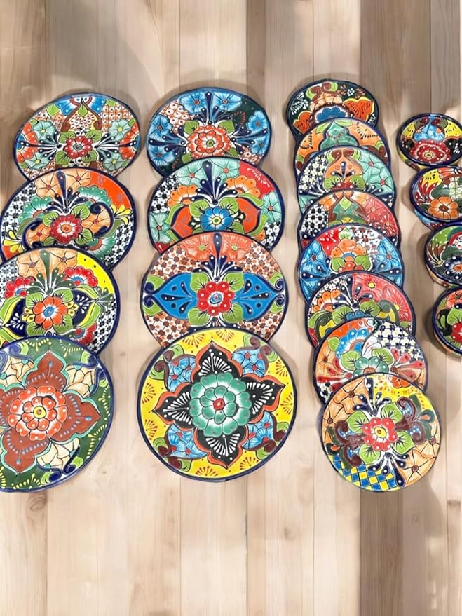 12 Piece Talavera Dinnerware Set | Handmade Mexican Pottery | Unique Floral Patterns