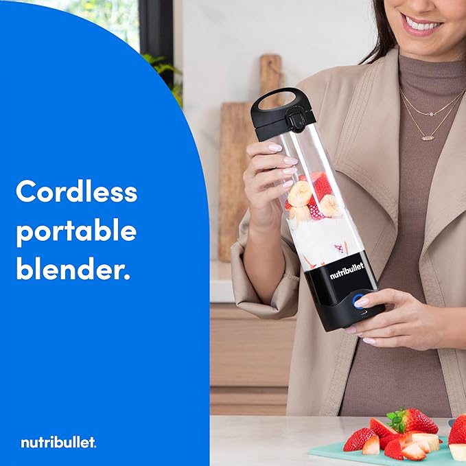 nutribullet Portable Blender Cordless 20oz Vessel Personal Blender USB-C Rechargeable Black NBPB50100K