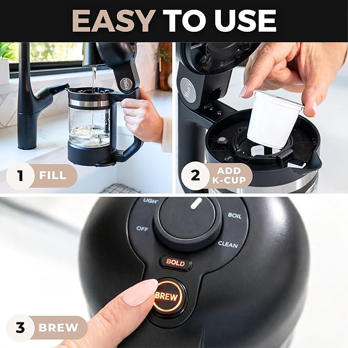 VINCI Micro Café Smallest Single-Serve Glass Coffee Brewer | Compatible with K-Cups Pods &amp Ground Coffee | Enclosed &amp Circle Flow Brewing for Hotter Richer Flavor | Brews 4oz to 20oz (Black)