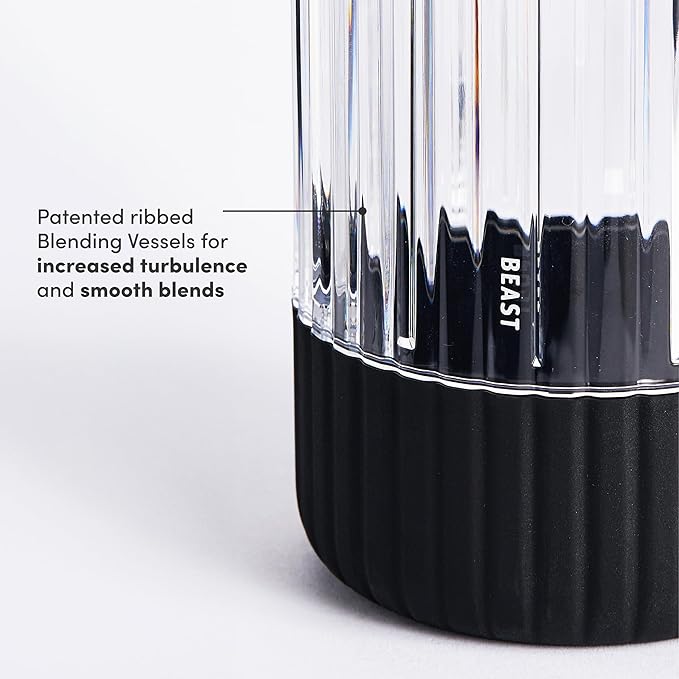 The Beast Mini Blender | Mini Countertop Kitchen Blender | Blend Smoothies and Shakes Dressings Sauces Dips | Straw Cap and Straws Included | 600W (Carbon Black)
