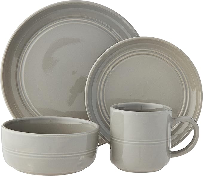 DINNERSET 16PCS GREY STONEWARE RIDGE