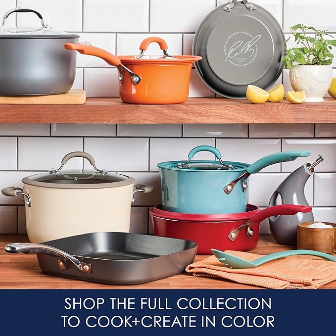 Rachael Ray Cook + Create Hard Anodized Nonstick Cookware/Pots and Pan Set 10 Piece - Black