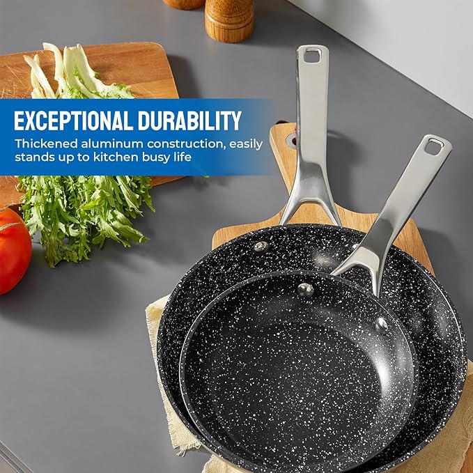 Induction Cookware Nonstick BEZIA Pots and Pans Set for Induction Cooktop Compatible with All Stoves Dishwasher Safe Kitchen Cooking Pan Set with Frying Pans Saucepans &amp Stockpot 10-Piece (Gr