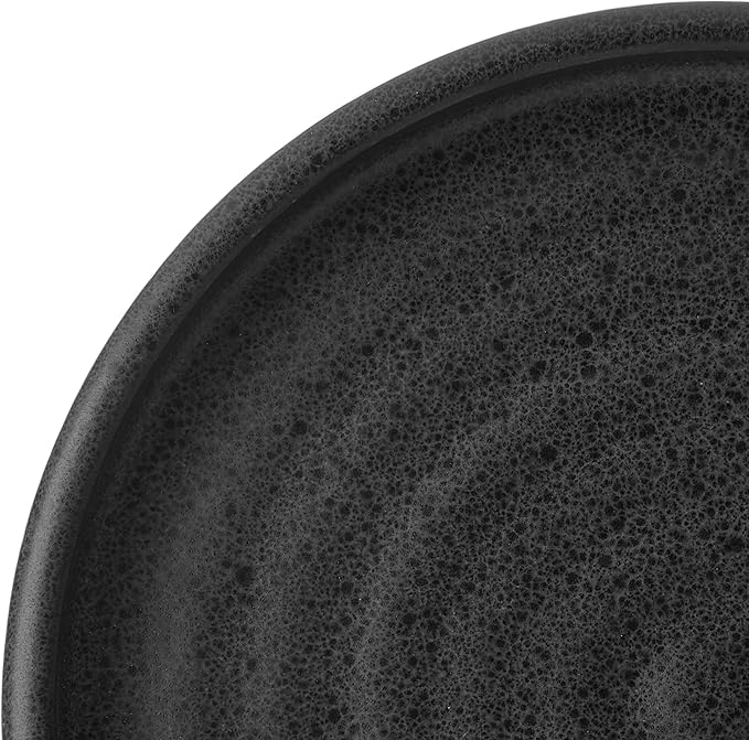 Mikasa Declan 12 Piece Stoneware Dinnerware Set Service for 4 Modern Black Plate and Bowl Dishes with High Rims Black