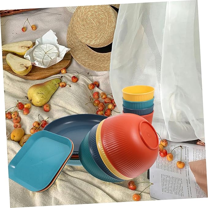 Cabilock Plates and Bowls Correlle Dinnerware Lightweight Rv Dinnerware Set Unbreakable Plates Bowls