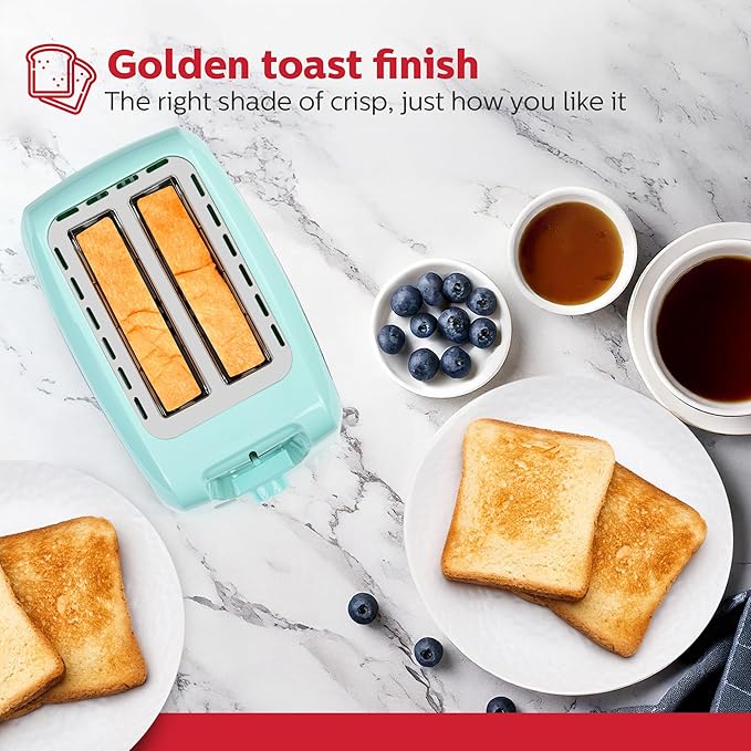 Holstein Housewares 2-Slice Toaster with 7 Browning Settings Extra-Wide Slots Reheat Defrost Cancel High-Lift Release Removable Crumb Tray – Compact Stainless Steel Mint