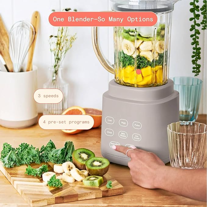 High Power Countertop Blender System with Multiple Speeds Ice Crushing Smoothie and Chopping Functions 50 oz Jar and 20 oz Single Serve Cup (Porcini Taupe)
