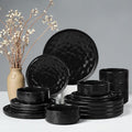 HaWare Dinnerware Sets 18-Piece Plates and Bowls Set Stoneware Dish Set for 6 Ceramic Dinnerware for Home Restaurant Chip and Scratch Resistant Microwave and Dishwasher Safe Matte Black