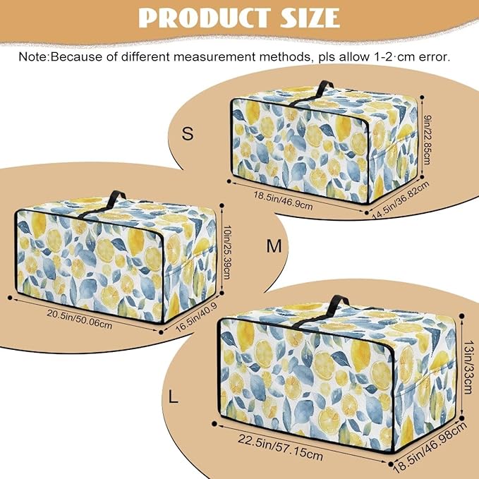Dustproof Toaster Oven Cover Heat-Resistant Microwave Grill Cover Protector Faux Linen Polyester Dust Covers Case Protections for Toaster Oven Lemon Print