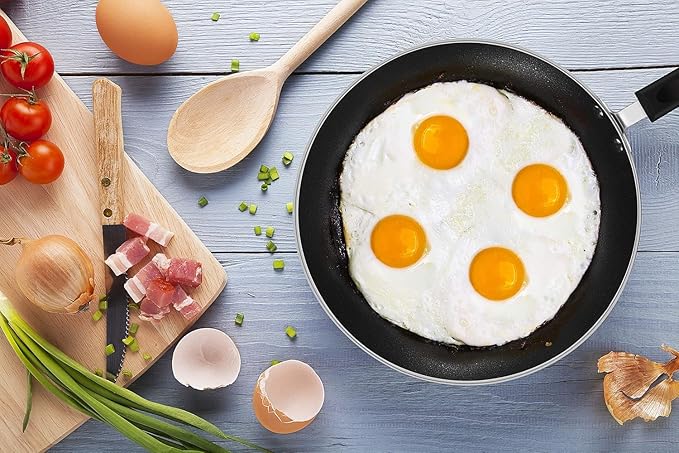 KICHLY Kitchen Pots and Pans Set Non Stick 5pcs Induction Frying Pans 20cm 28cm Saucepan with Lids 20cm 18cm Non Induction Saucepan 16cm Bakelite Handles Oven and Dishwasher Safe Pots Set Black