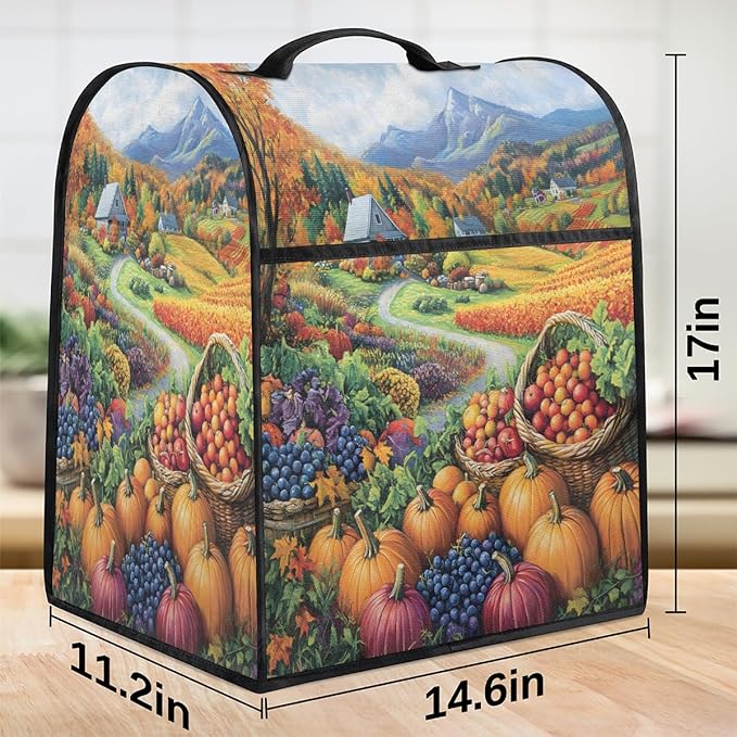 cfpolar Kitchen Aid Mixer Cover Compatible with 6-8 Quarts Autumn Grapes Pumpkin Maple Leaves Stand Mixer Cover Kitchen Aid Mixers Accessories Appliance Organizer Bag Dust Covers with Zipper Pocket