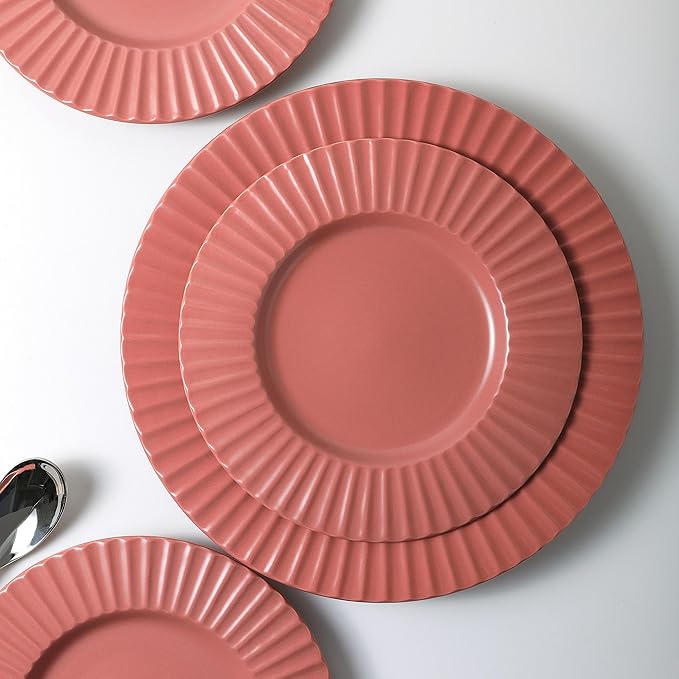 Christian Siriano Lusso 16-Piece Dinnerware Set Stoneware Redwood