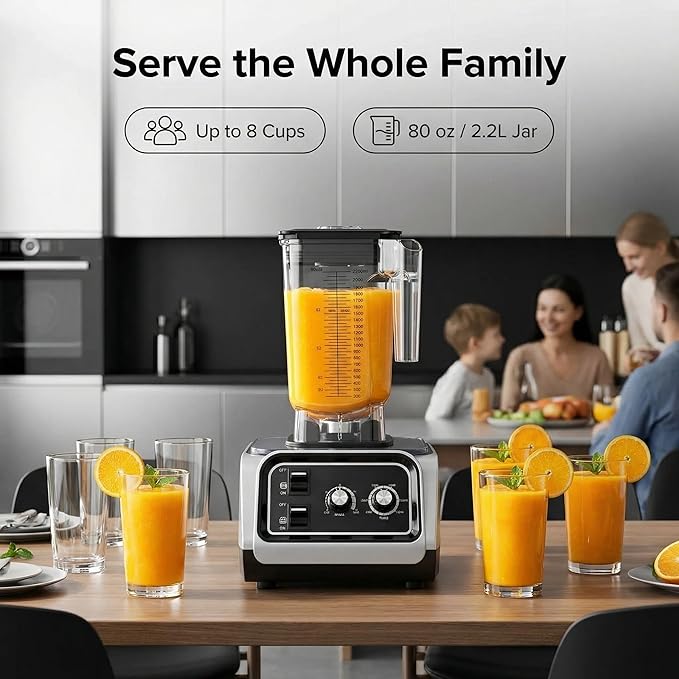 Commercial Quiet Blender 2200W Soundproof Smoothie Machine with Timer Heavy Duty Countertop Ice Crushing Blender 80oz Pitcher 15-Speed Control for Bar &amp Café