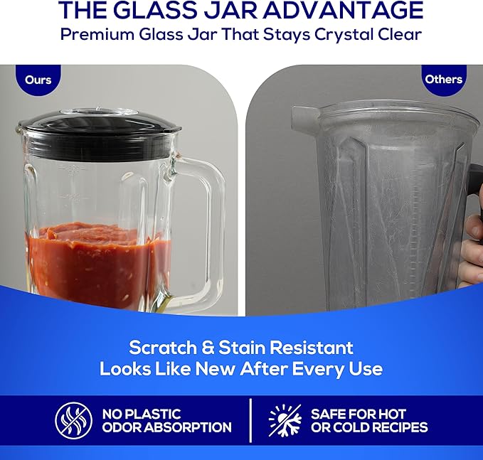 Universal 550W Mass Vital Blender - Glass Jar 57 Oz/1.8 Quart/1.7 Liter - 7-cup 2 Speed + Pulse Function and 4 Stainless Steel Blade with Chrome Steel Technology