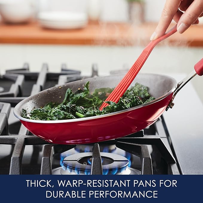 Rachael Ray Cook + Create Nonstick Cookware/Pots and Pan Set 10 Piece Red