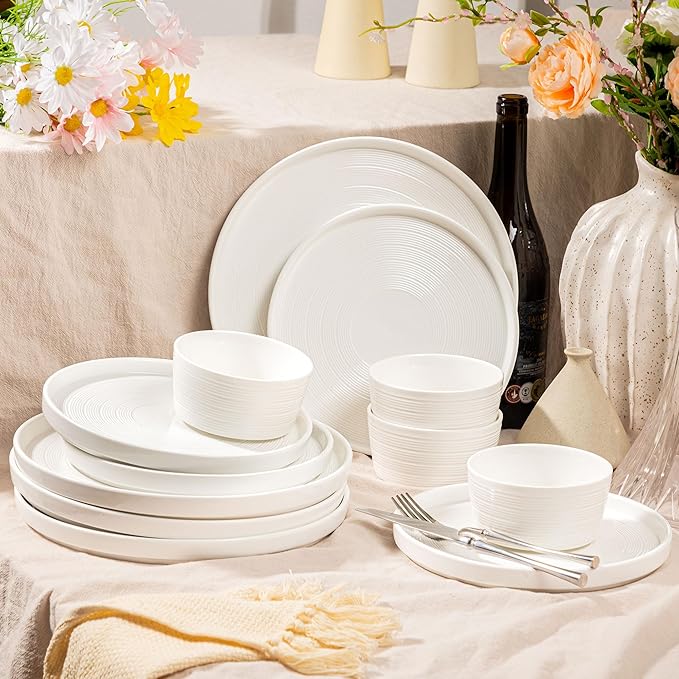 Dinnerware sets plates and bowls sets modern platesCeramic Dinnerware Sets12 Pieces Porcelain Lightweight PlatesScratch Resistant Dish Set (style - 10 4 - Set (12pcs))