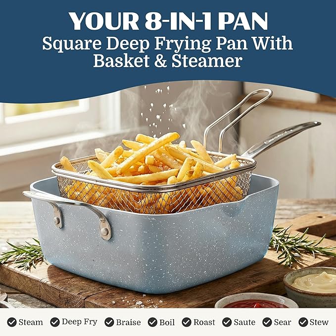 Granitestone Ceraluxe 20 Pc Ceramic Cookware Set Nonstick Complete Pots and Pans Set Non Stick with 5 Pc Bakeware Set Deep Frying Pan Set &amp Steamer Non Toxic PFOA Free Oven &amp Dishwasher S