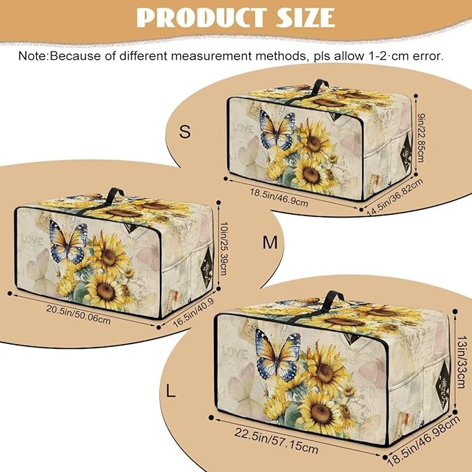 Toaster Oven Dust Cover with Accessory Pockets Neat Storage and Protection with Organizing Side Pockets for Kitchen Toaster Oven Appliances Decor Sunflower Butterfly