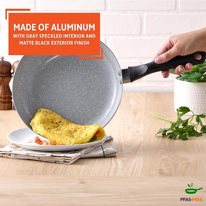 IMUSA Nonstick Ceramic Cookware Set 14-Piece with Soft-Touch Handles Aluminum Black