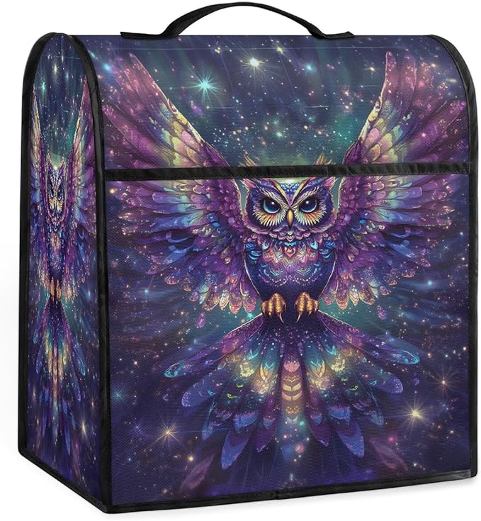 cfpolar Kitchen Aid Mixer Cover Compatible with 6-8 Quarts Glowing Owl Animal Stand Mixer Cover Kitchen Aid Mixers Accessories Appliance Organizer Bag Dust Covers with Zipper Pocket