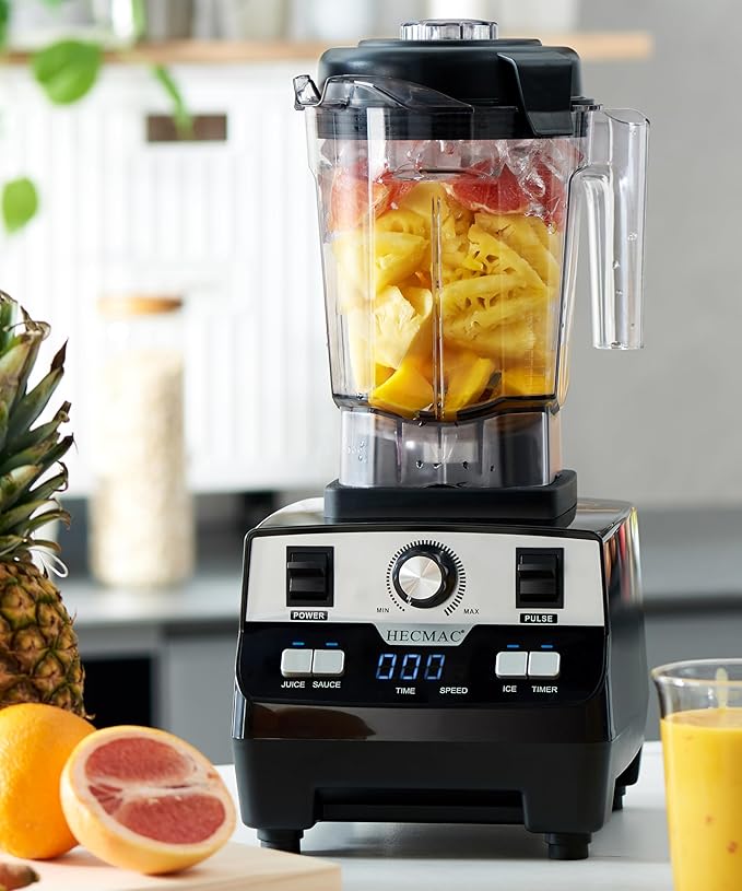 HECMAC 3-Peak HP Blender - 2200W Max/1400W Rated 68oz BPA-Free Pitcher 3 Programs Self-Clean Tamper - Smoothies Ice Crush Frozen Drinks Food Prep - Home &amp Commercial 110V