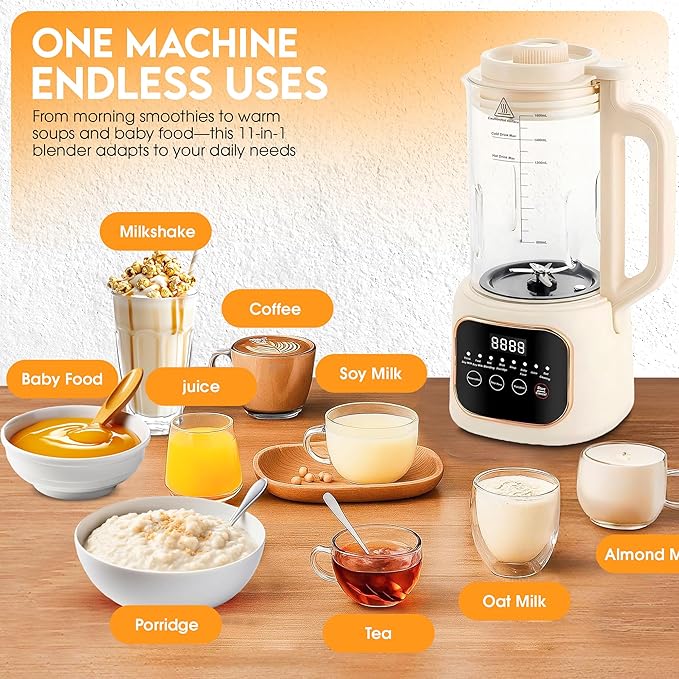 Nut Milk Maker Machine 54oz 11-in-1 7 Extra Accessories Oat &amp Soy Milk Maker with 20 Blades Soybean Milk Maker Almond Milk Maker Soymilk Machine Maker Nutmilk Maker Machine