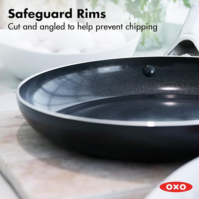 OXO Agility Series 12 Piece Cookware Pots and Pans Set Ceramic Nonstick PFAS-Free Induction SkilletsSaucepansLidsEven HeatingStainless Steel HandlesChip-Free RimsDishwasher &amp Oven SafeBl